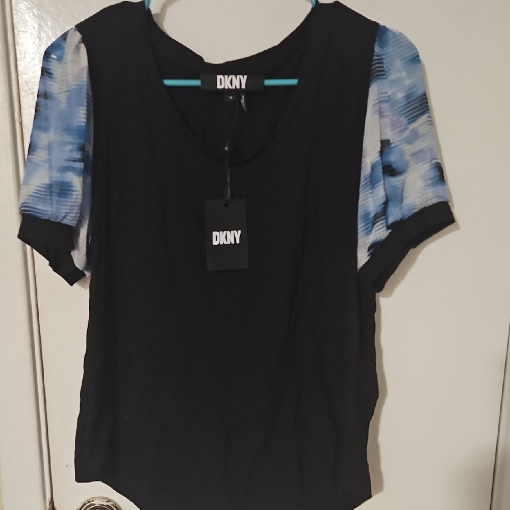 DKNY Black Short Sleeve Blouse